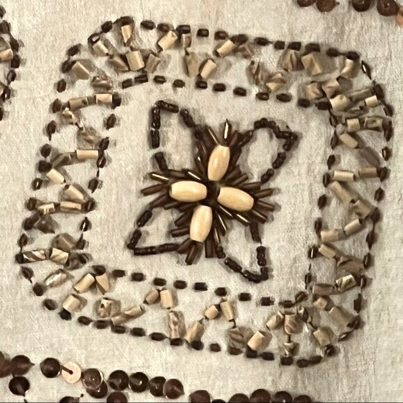 NWT Anthropologie BASIL & MAUDE MidiSkirt Beige Embellish Bronze Metallic Sequin - Picture 4 of 5